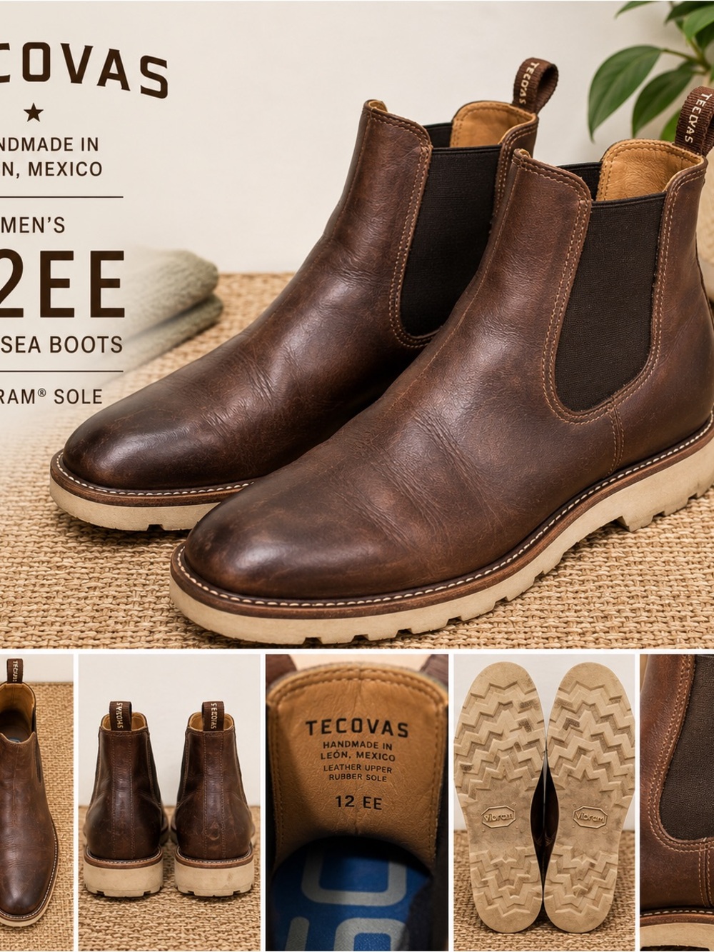 Tecovas Men’s Brown Leather Chukka Boots with Cream Sole